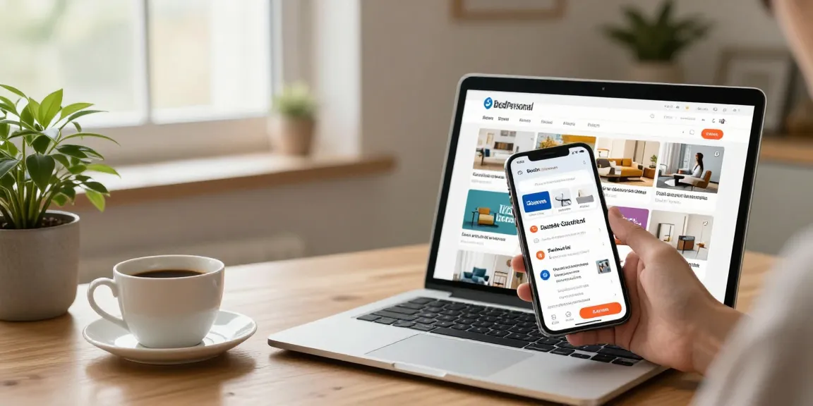 Browse free local classifieds on BedPersonal, showcasing a user-friendly app experience in a cozy setting.