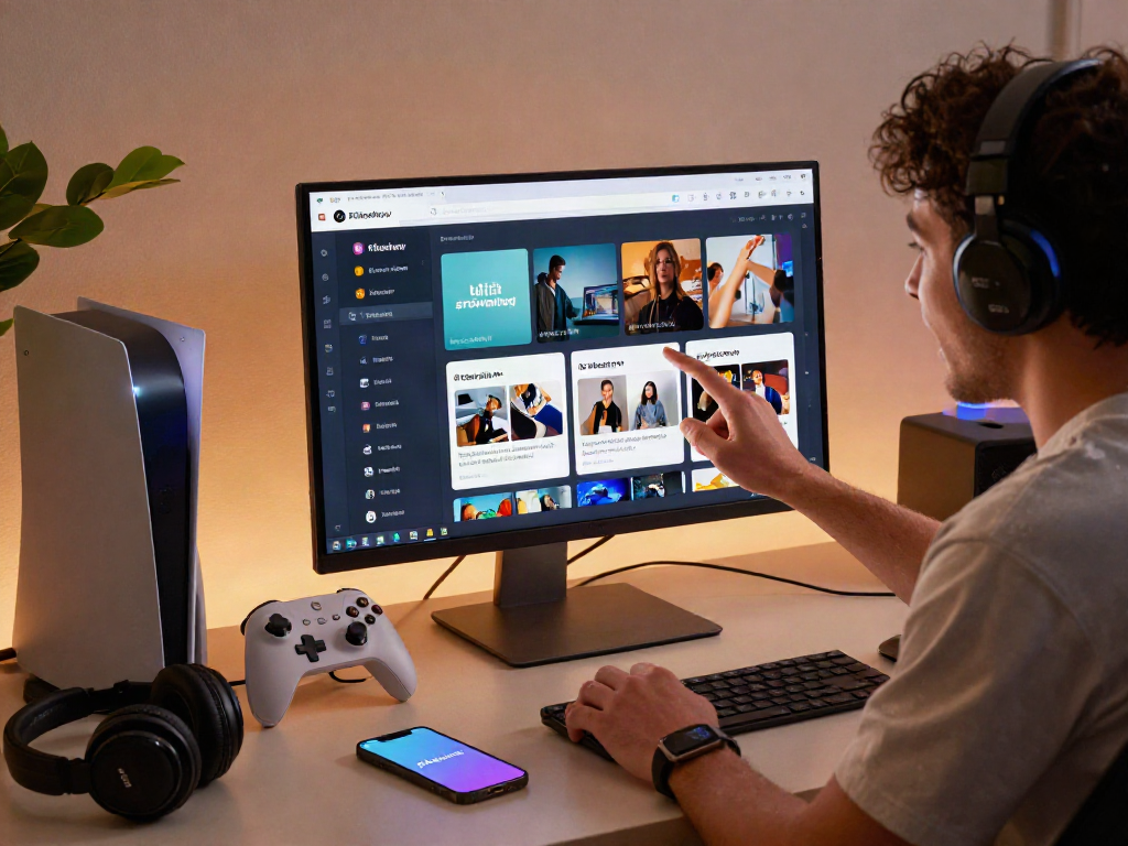 Download Pikashow Apk on a vibrant digital workspace with tech gadgets and engaging media.