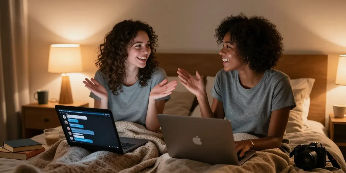 Engaging sex chat discussion between two individuals in a cozy setting