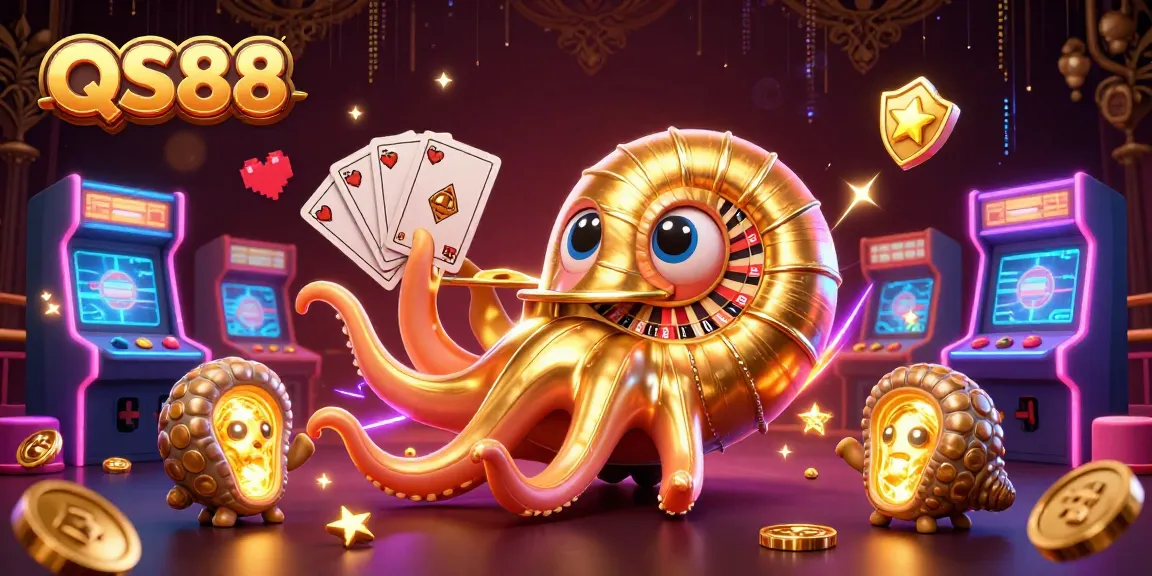 Experience the thrill of QS88's gaming with a giant nautilus wheel and glowing companions.