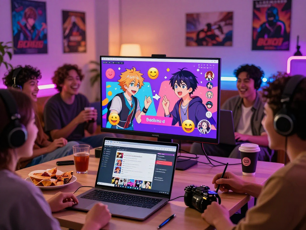 Engaging hentai chat scene with avatars interacting in a vibrant chat room.