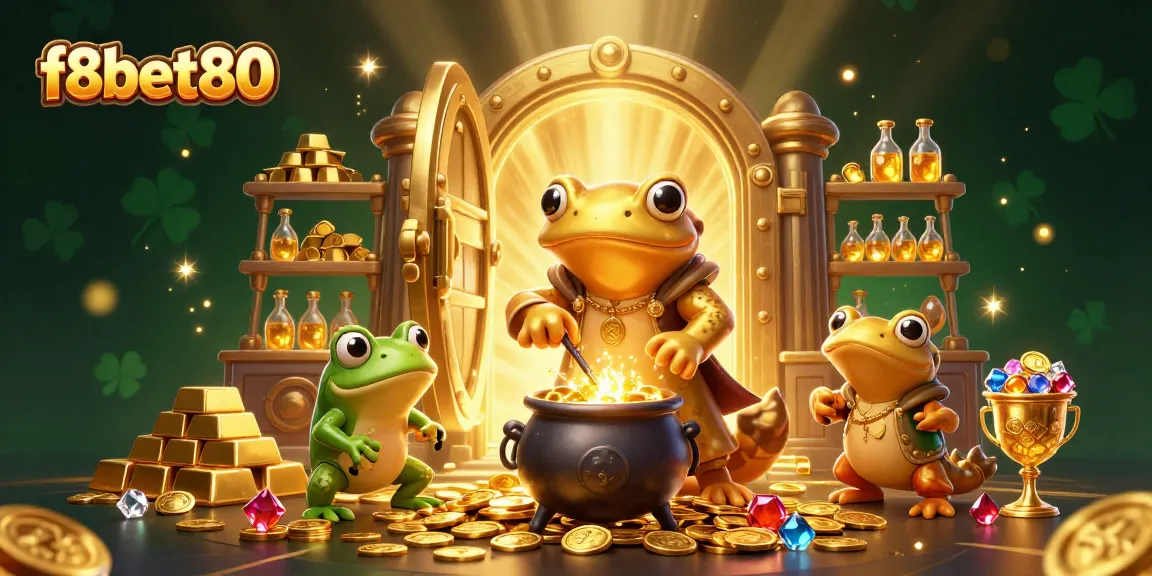 Experience the enchanting world of f8bet80 with our vibrant 3D casino illustration showcasing gold coins and treasures.