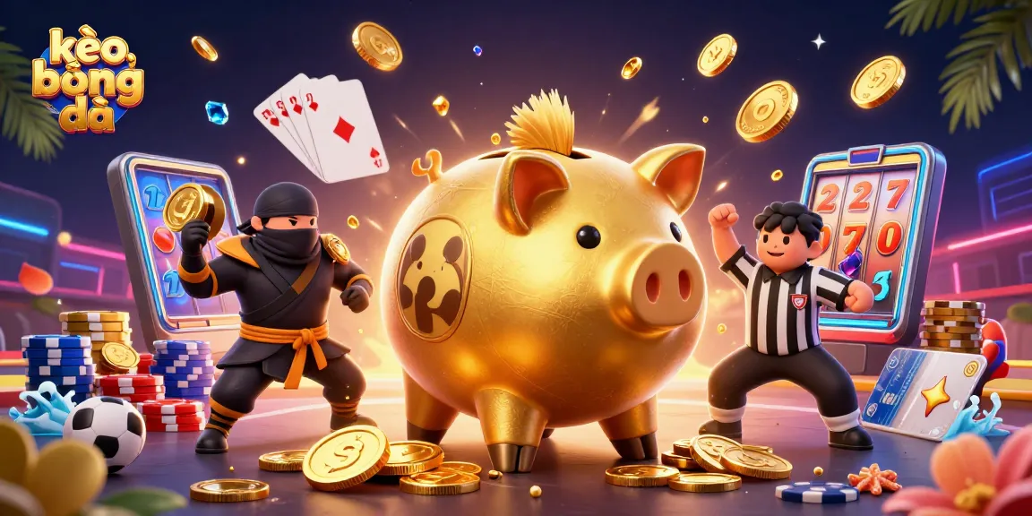 Engage in kèo bóng đá with a vibrant 3D illustration showcasing a sumo wrestler and ninja in action.