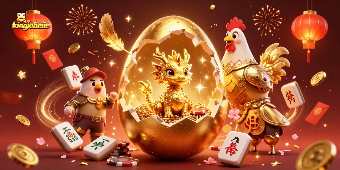 Join the excitement at kingjohnnie with a golden dragon and vibrant casino elements!