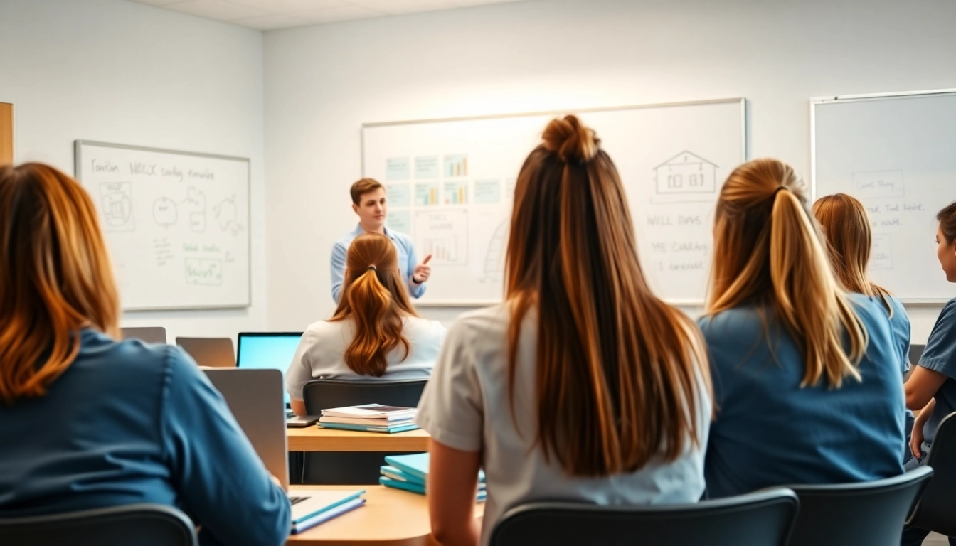Students engaged in interactive NCLEX review session at Houston Trusted Nclex review center, highlighting a supportive learning environment.