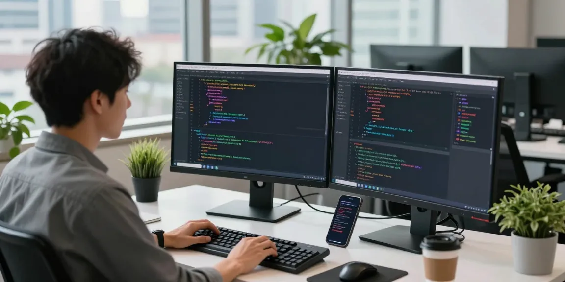 Innovative software developer workspace at https://www.www456bd.com/ showcasing vibrant coding and modern tech.