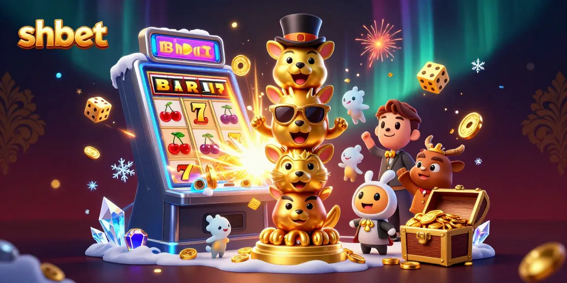 Win big with shbet's cartoon casino scene, featuring vibrant slot machines and rich jackpot elements!