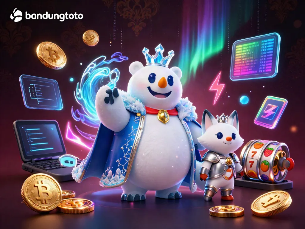 Experience excitement at bandungtoto with an immersive 3D casino illustration showcasing vibrant game elements.