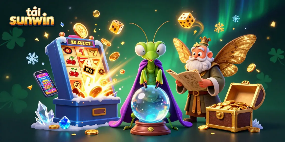 Experience the excitement of tải sunwin with a vibrant casino scene full of fortune-telling characters.